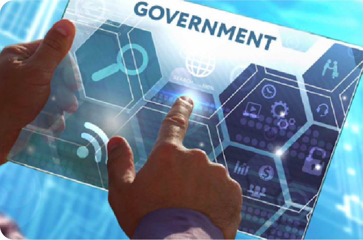 Government digital services dashboard operated on a touch interface